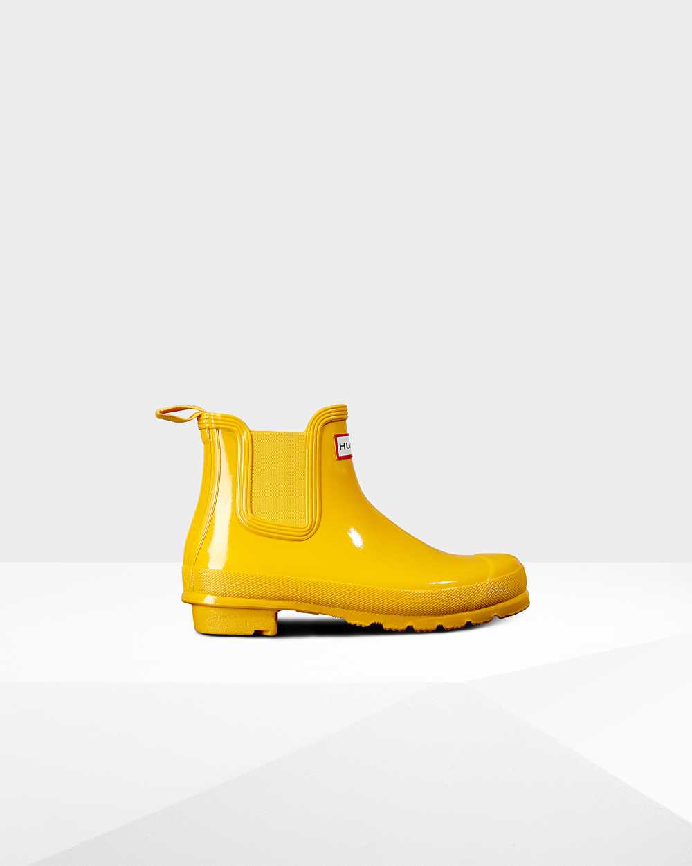 Womens Hunter Original Gloss Chelsea Boots Yellow | DEIKZT-231